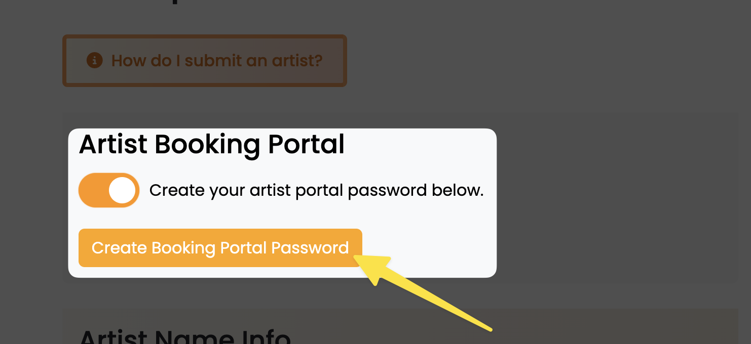 WCWD Artist Create Portal Password